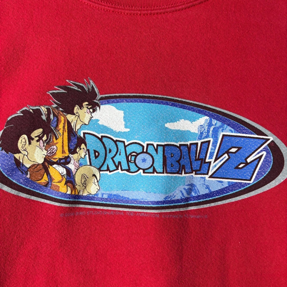Vintage 2000 Dragon Ball Z Sweatshirt Red Goku Graphic Youth L Crewneck Anime - Picture 2 of 9